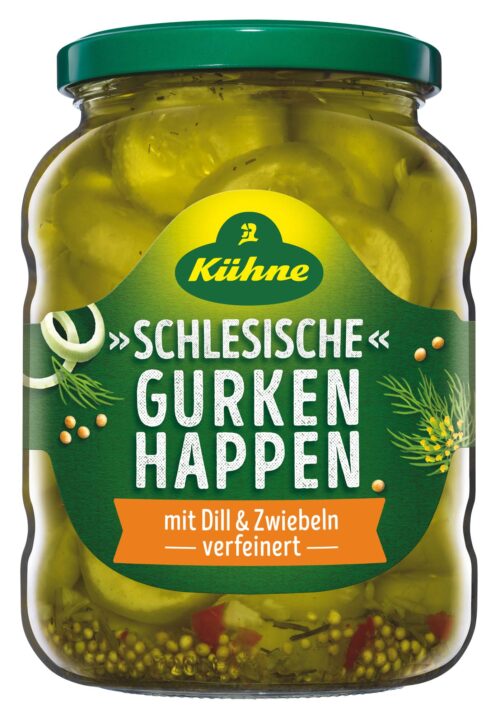 Kühne Schlesische Gurkenhappen mit Dill und Zwiebel verfeiner 670g