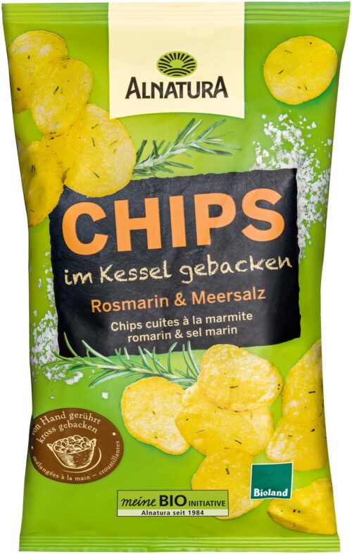 Alnatura Bio Chips im Kessel gebacken, Rosmarin und Meersalz 125g