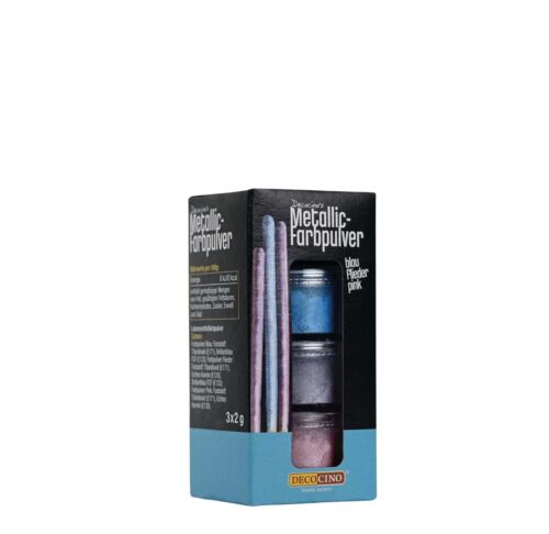 Decocino Metallic Farbpulver Blau-Flieder-Pink 3x2g