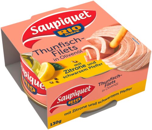 Saupiquet Rio Mare Thunfisch-Filets in Olivenöl mit Zitrone und schwarzem Pfeffer 130g