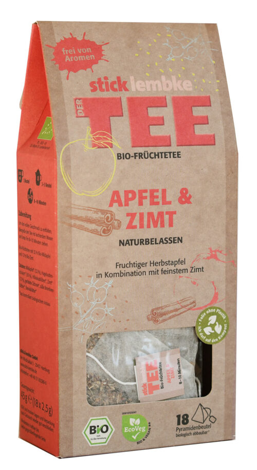 stick & lembke Bio Apfel & Zimt Tee Pyramidenbeutel 18x2,5g