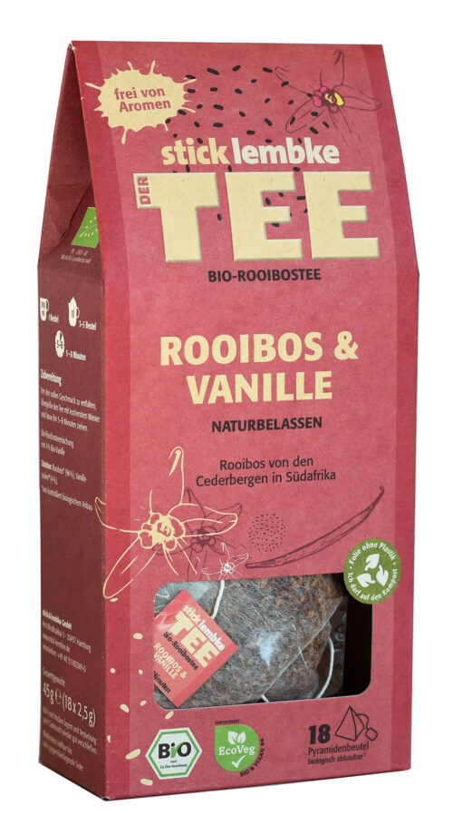 stick & lembke Bio Rooibos & Vanille Tee Pyramidenbeutel 18x2,5g