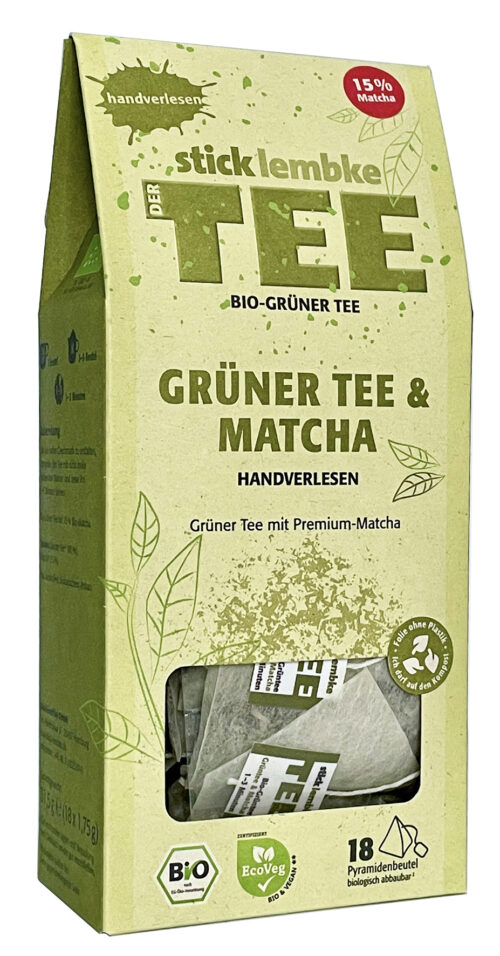 stick & lembke Bio Grüner Tee & Matcha Pyramidenbeutel 18x1,75g