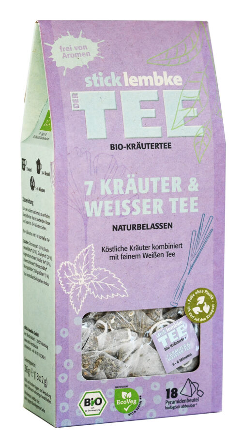 stick & lembke Bio 7 Kräuter & Weisser Tee Pyramidenbeutel 10x2g