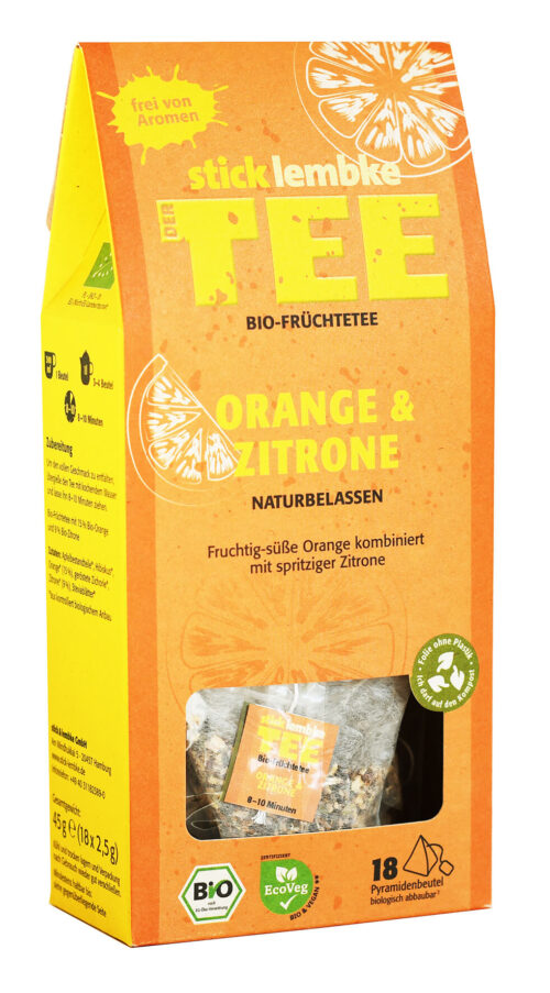 stick & lembke Bio Orange & Zitrone Tee Pyramidenbeutel 18x2,5g
