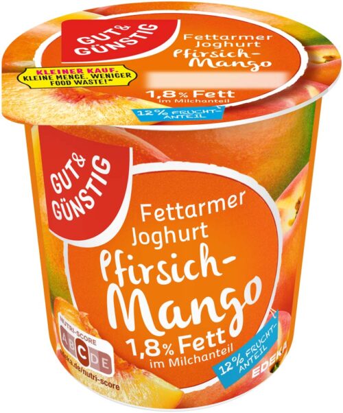 Gut & Günstig Fettarmer Fruchtjoghurt 1,8% Pfirsich-Maracuja 150g