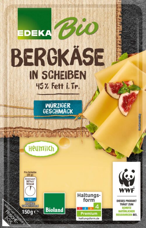EDEKA Bio Bergkäse in Scheiben 45% 150g