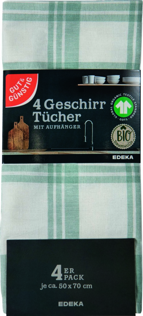 Gut & Günstig Bio Geschirrtuch 4er Pack