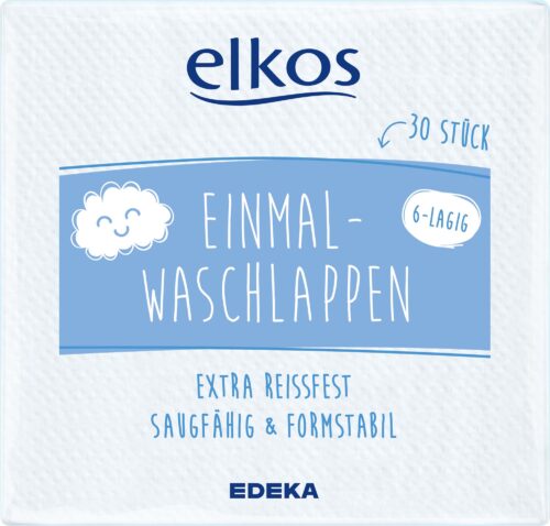 EDEKA elkos Einmal Waschlappen Weiß 30ST