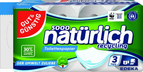 Gut & Günstig Toilettenpapier recycling 8x200 Blatt