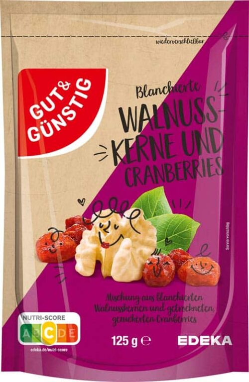 Gut & Günstig Walnusskerne und Cranberries 125g