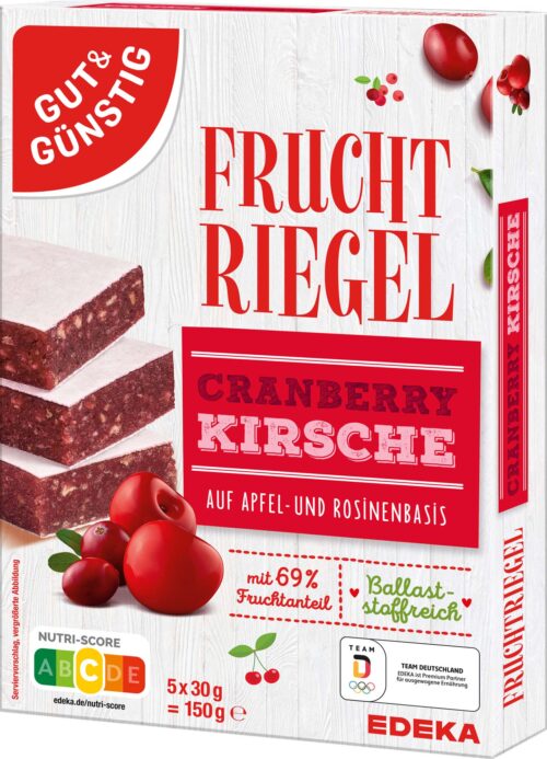 Gut & Günstig Fruchtriegel Cranberry Kirsche 5x30g