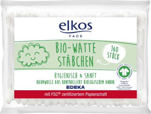 EDEKA elkos Bio-Wattestäbchen Nachfüllbeutel 160ST