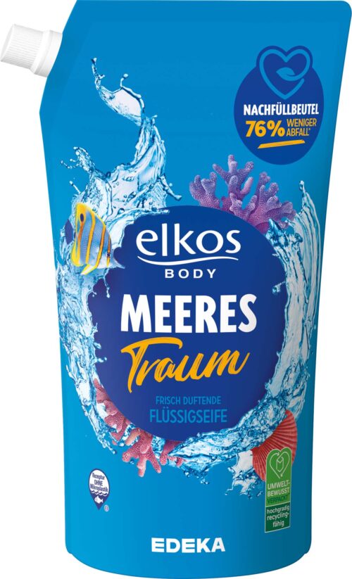EDEKA elkos Flüssigseife Meerestraum Nachfüllpack 1l