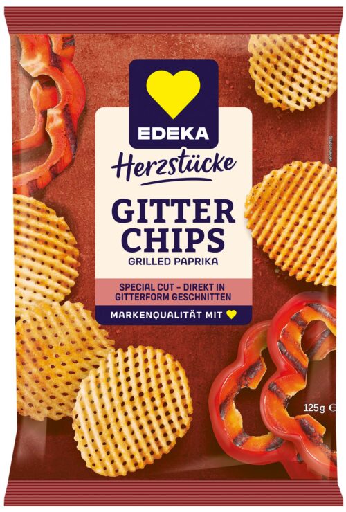 EDEKA Herzstücke Gitterchips Grilled Paprika 125g