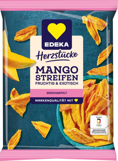 EDEKA Herzstücke Mangostreifen getrocknet geschwefelt 100g