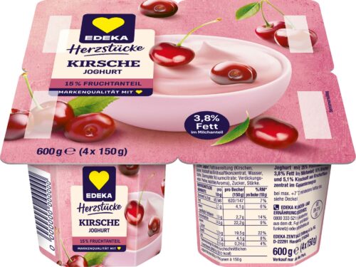 EDEKA Herzstücke Fruchtjoghurt Kirsche 3,8% Fett 600g