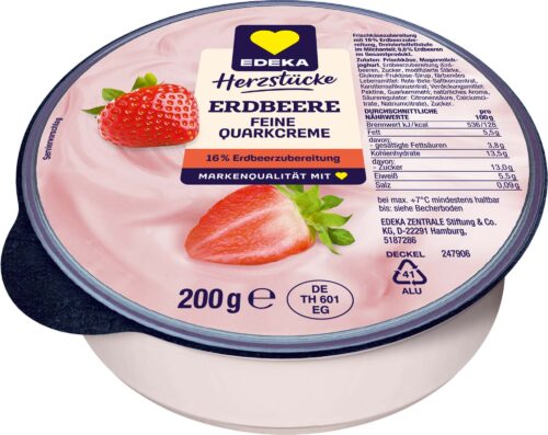 EDEKA Herzstücke Feine Quarkcreme Erdbeere 200g