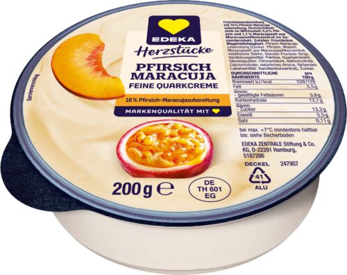 EDEKA Herzstücke Feine Quarkcreme Pfirsich Maracuja 200g