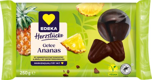 EDEKA Herzstücke Gelee Ananas Ecken 250g
