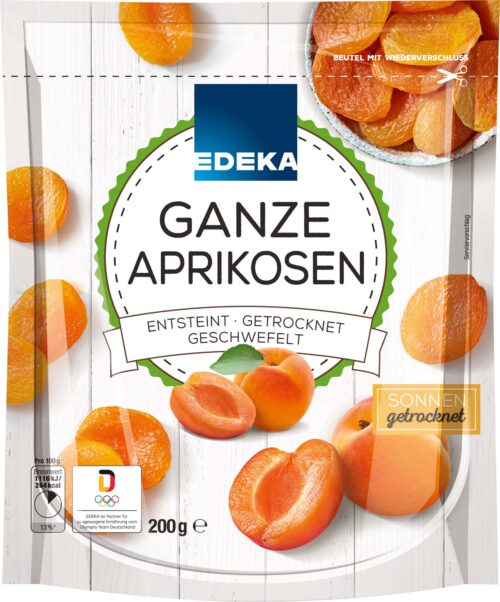 4311501358405 EDEKA Aprikosen, ganz, entsteint, getrocknet, geschwefelt 200g