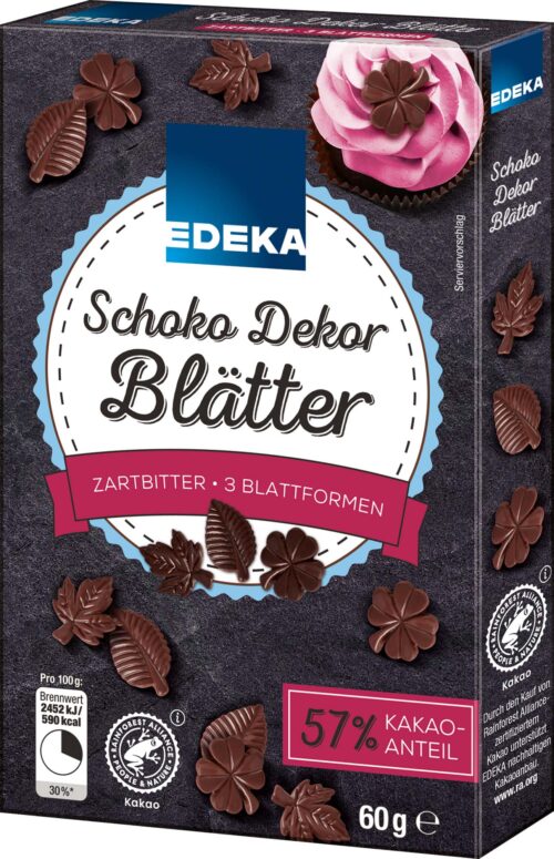 EDEKA Schoko Dekor Blätter Zartbitter 60g