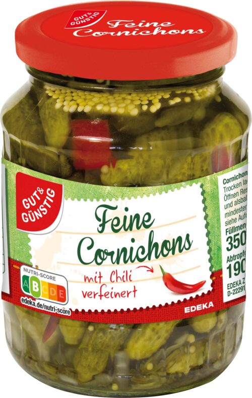 Gut & Günstig Cornichons mit Chili 350g