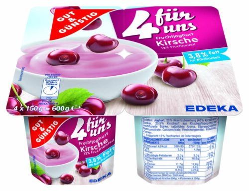 Gut & Günstig Fruchtjoghurt Kirsche 3,8% 4x150g