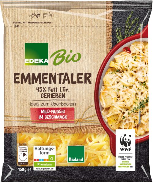 EDEKA Bio Emmentaler gerieben 45% 150g