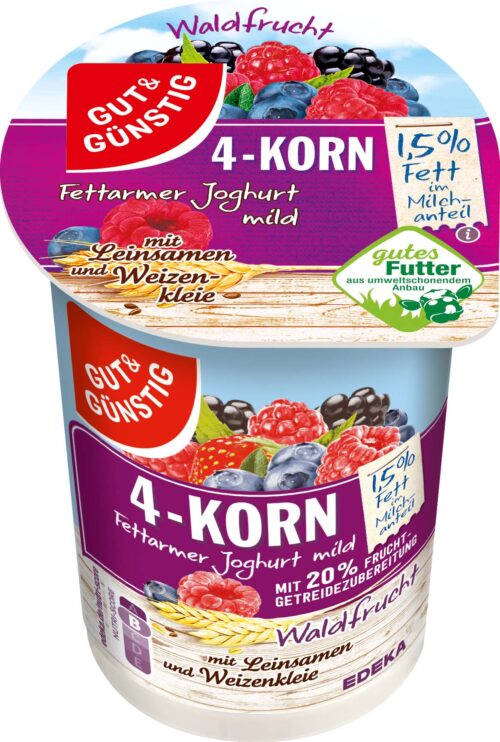 Gut & Günstig  4-Korn-Fruchtjoghurt Waldfrucht 250g