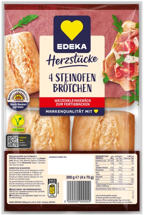 EDEKA Herzstücke Steinofenbrötchen 4St 300g