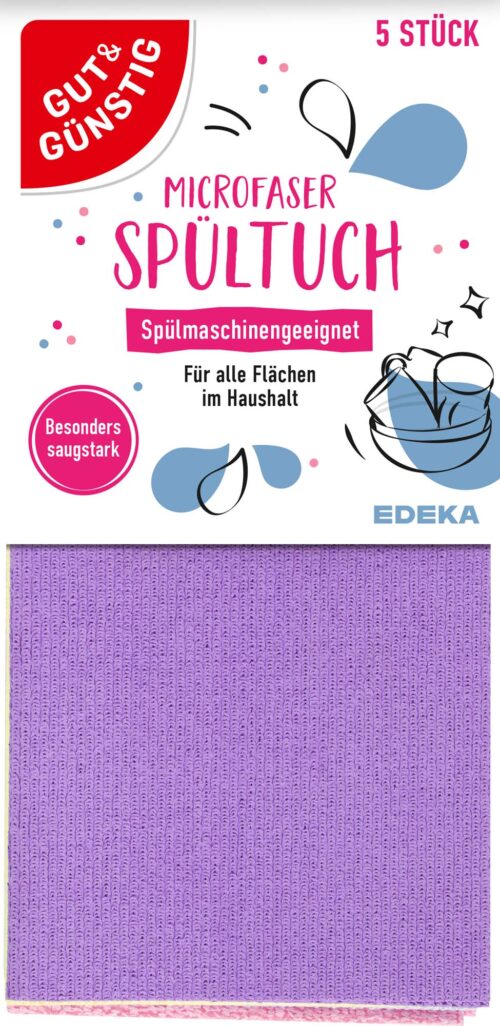 Gut & Günstig Spültuch Microfaser 5er Pack