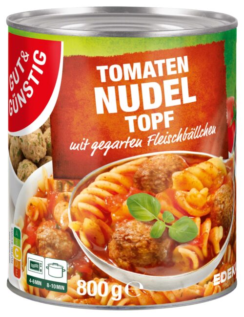 Gut & Günstig Tomaten-Nudel-Topf mit Fleischbällchen 800g