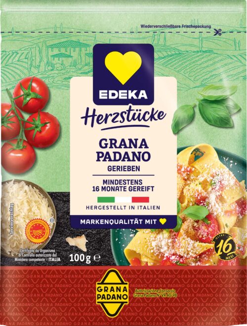 EDEKA Herzstücke Grana Padano gerieben 32% Fett i. Tr. 100g