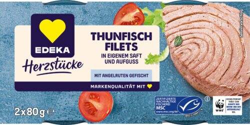 EDEKA Herzstücke Thunfischfilets Natur 2x80g