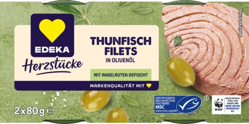 EDEKA Herzstücke Thunfischfilets in Olivenöl 2x80g