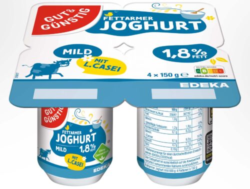 Gut & Günstig  Fettarmer Joghurt mild mit L.Casei, 1,8% 4x150g