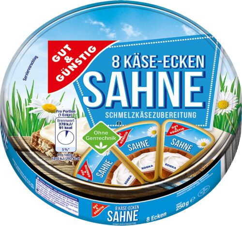 Gut & Günstig Käse-Ecken Sahne Schmelzkäsezubereitung 53% Fett i. Tr. 250g