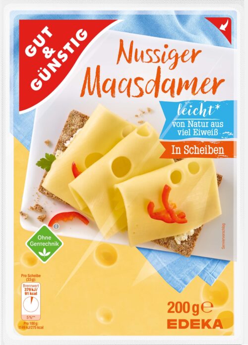 Gut & Günstig Maasdamer leicht in Scheiben 30% 200g
