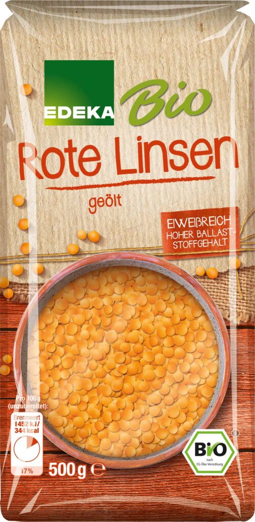 EDEKA Bio Rote Linsen geölt 500g