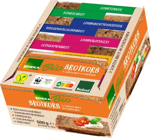 EDEKA Bio Brotkorb 5 Sorten Brot in Portionen 500g