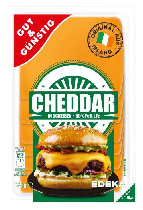 Gut & Günstig Cheddar in Scheiben 50% Fett i. Tr. 175g