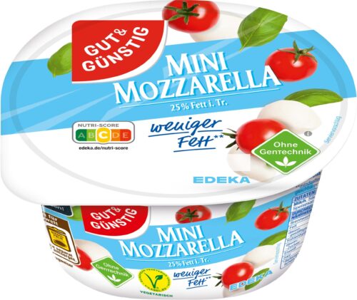 Gut & Günstig Mini Mozzarella weniger Fett 25% 245g