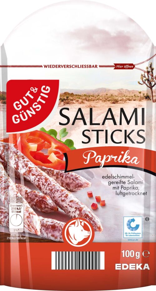 Gut & Günstig Salami Sticks, Paprika 100g