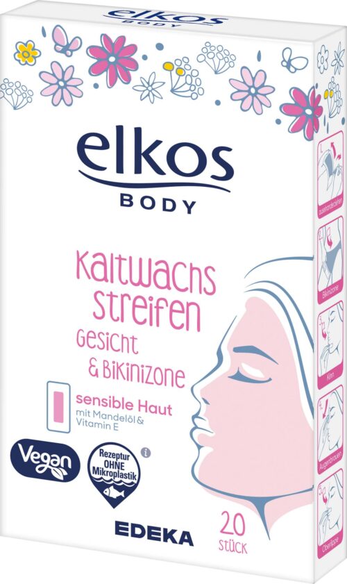 EDEKA elkos Body Kaltwachstreifen Gesicht & Bikinizone 20ST