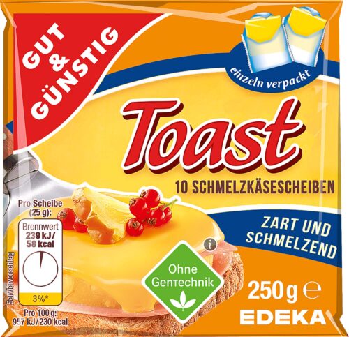 Gut & Günstig Schmelzkäsescheiben Toast 35% Fett i. Tr. 250g