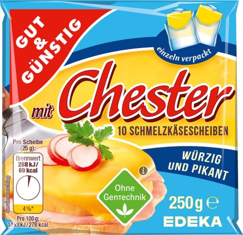 Gut & Günstig Schmelzkäsescheiben Chester 45% Fett i. Tr. 250g