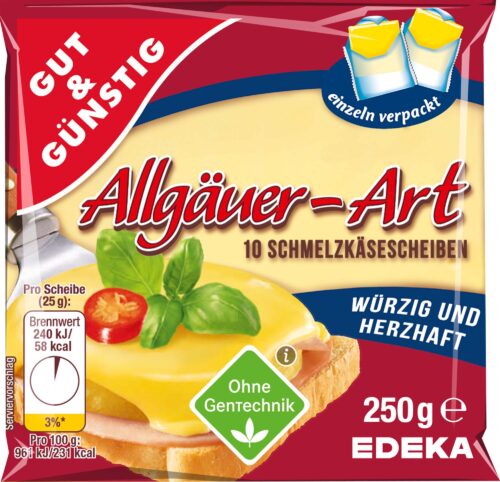 Gut & Günstig Schmelzkäsescheiben Allgäuer-Art 35% Fett i. Tr. 250g