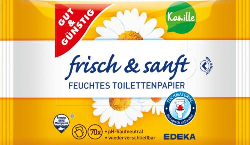 Gut & Günstig Feuchtes Toilettenpapier Kamille 2x70 Blatt