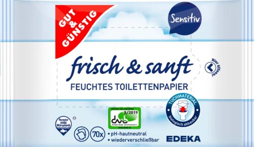 Gut & Günstig Feuchtes Toilettenpapier Sensitive 2x70 Blatt